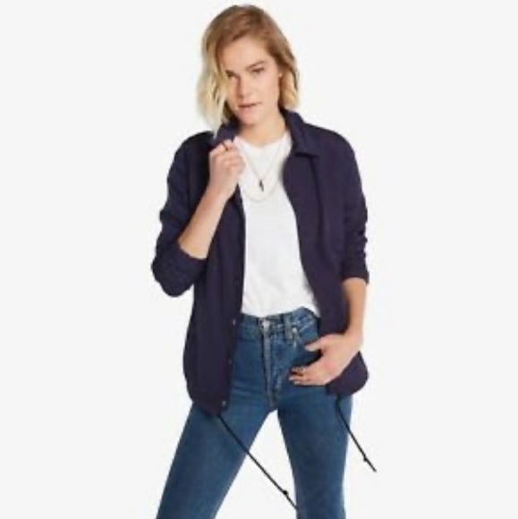 American Giant Coach's Stadium Jacket Nylon Drawsting Button Up Light Jacket - Picture 2 of 9